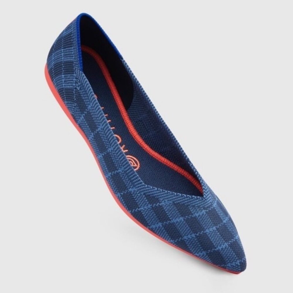 Rothy's The Point in Retired Indigo Check Point size 6.5 Never Worn